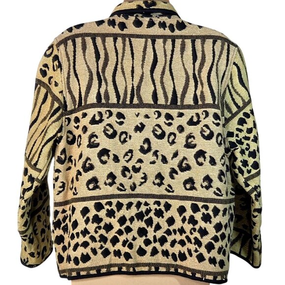 Vintage Jane Ashley Casual Lifestyle Animal Print Tapestry Woven Jacket M Cotton - Picture 2 of 6